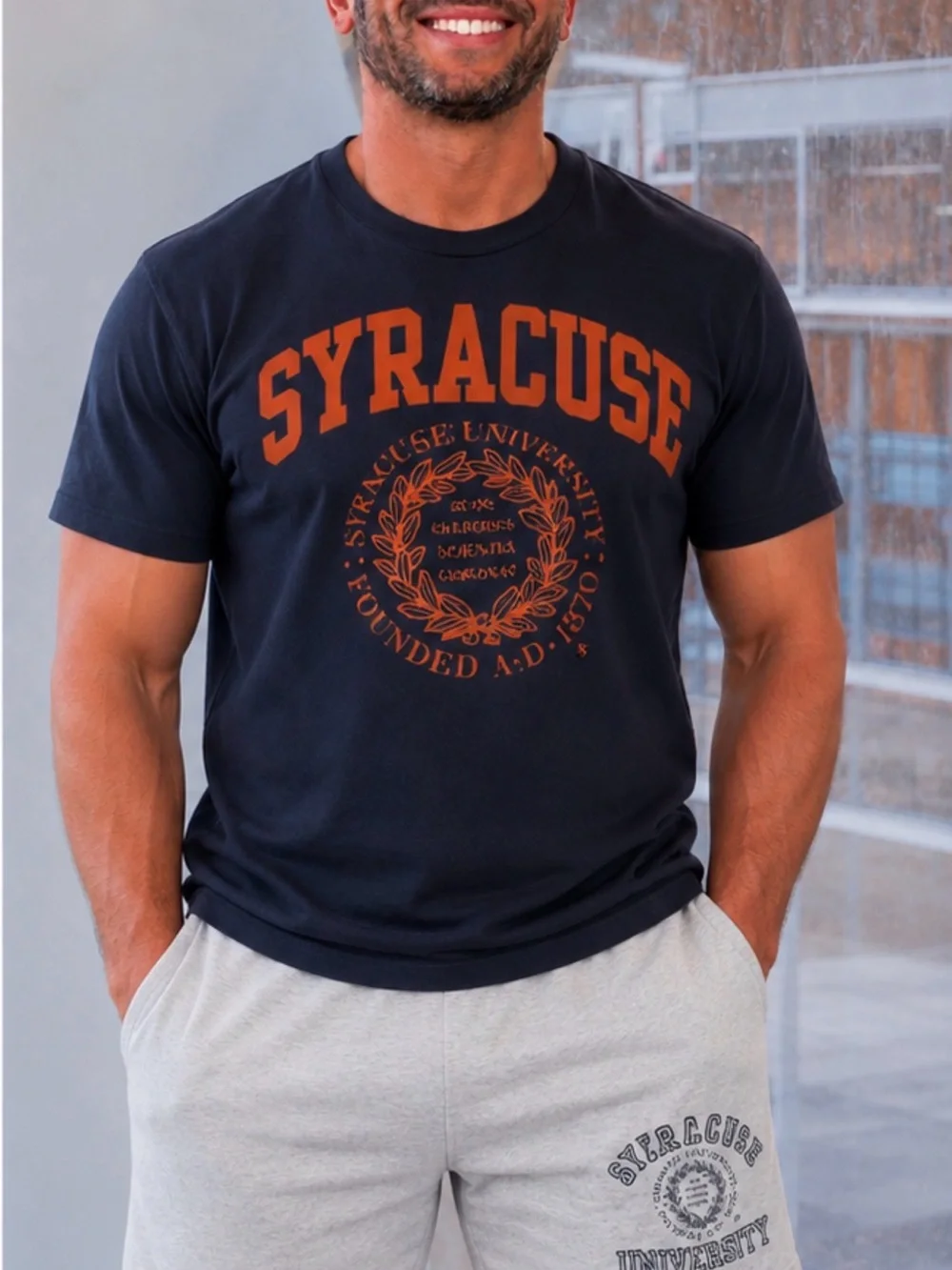 8pc Bundle.Champion 7 Short & long Sleeve Syracuse Tees and 1 pair shorts - Picture 2 of 3